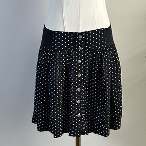 American Eagle Womens Lightweight Black White Polka Dot Preppy Mini‎ Skirt M